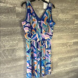 Pappagallo Colorful Sleeveless Dress Large